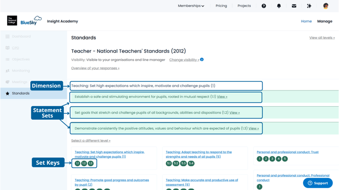 Standards screenshot